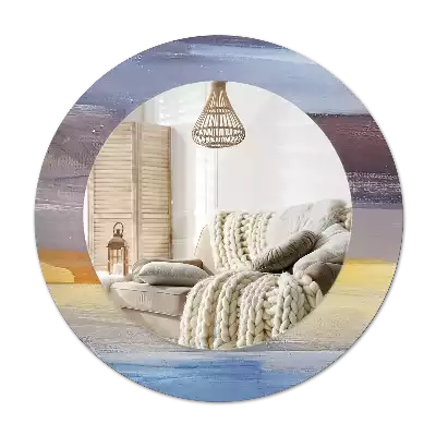 Round printed mirror Abstract painting