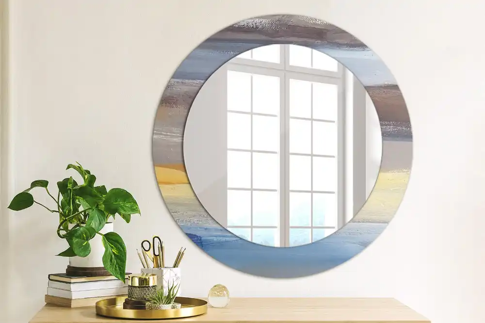 Round printed mirror Abstract painting