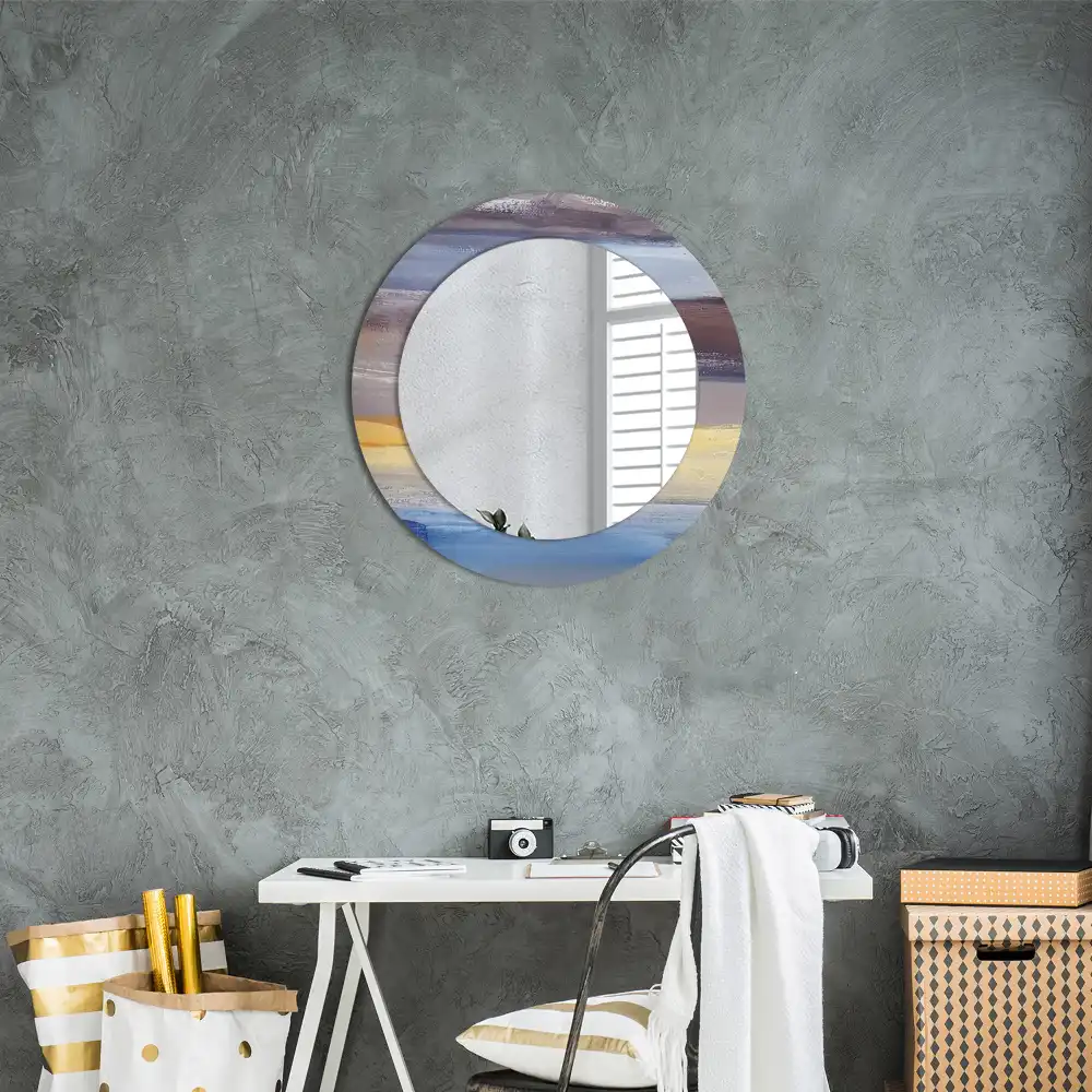 Round printed mirror Abstract painting