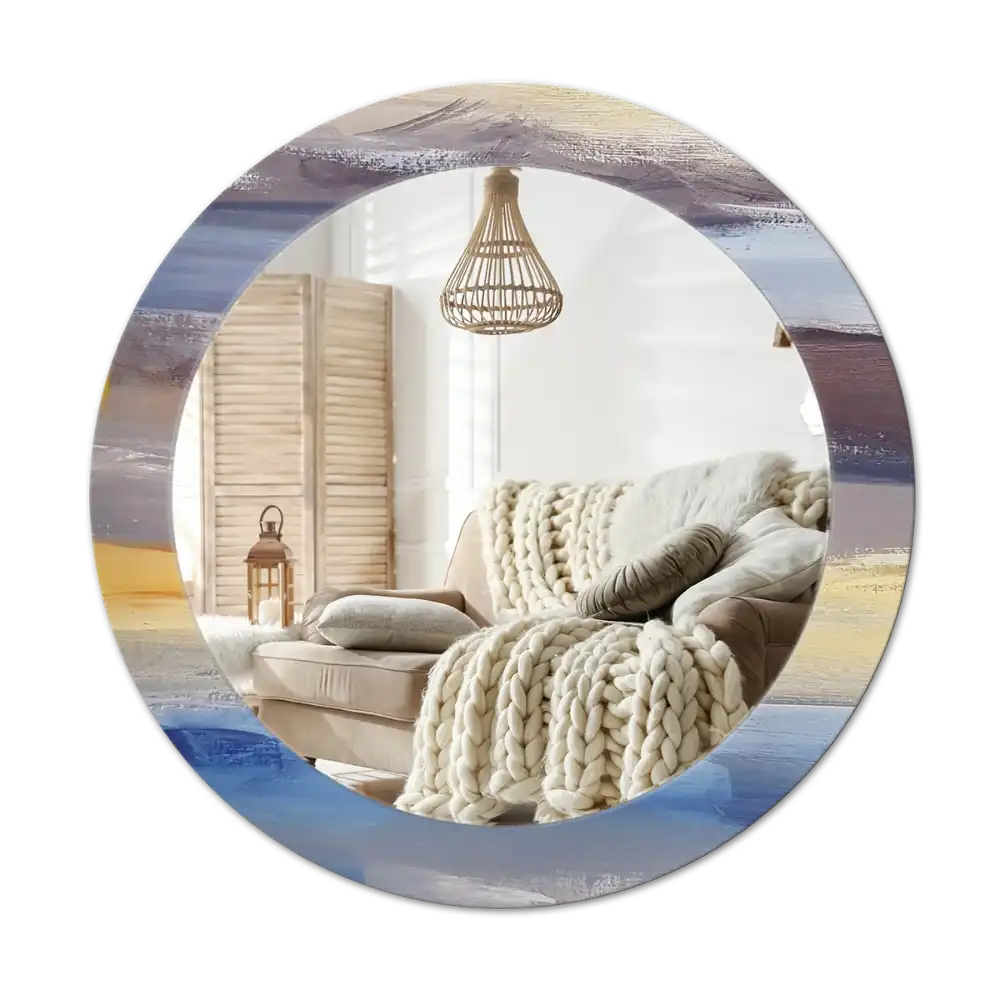 Round printed mirror Abstract painting