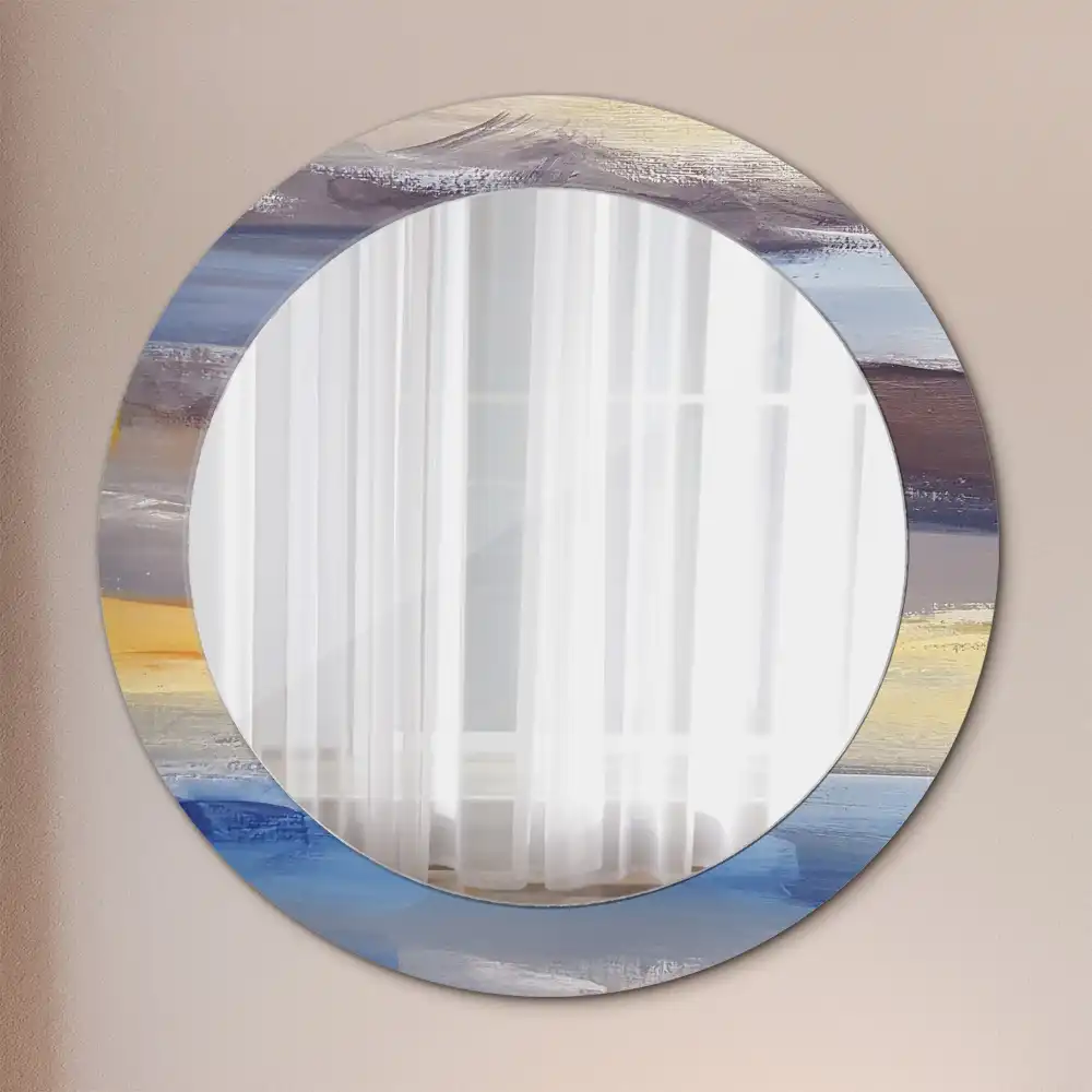 Round printed mirror Abstract painting