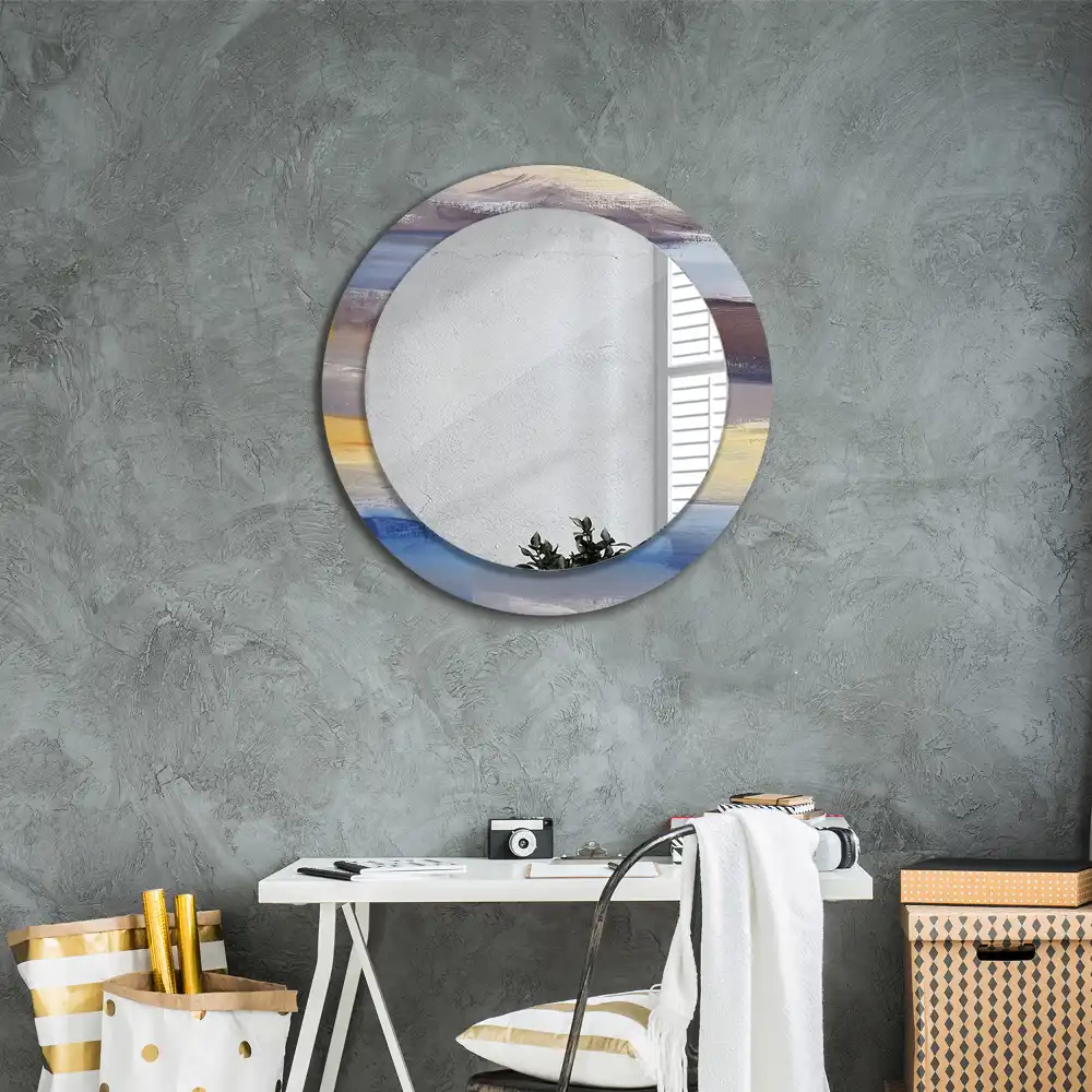 Round printed mirror Abstract painting