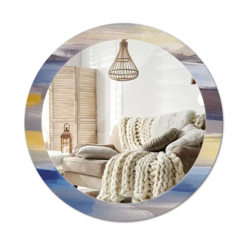 Round printed mirror Abstract painting