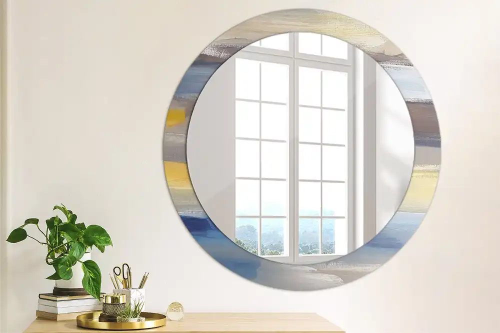 Round printed mirror Abstract painting
