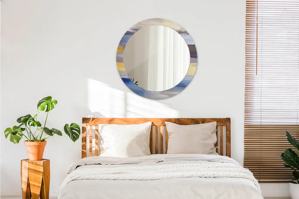 Round printed mirror Abstract painting