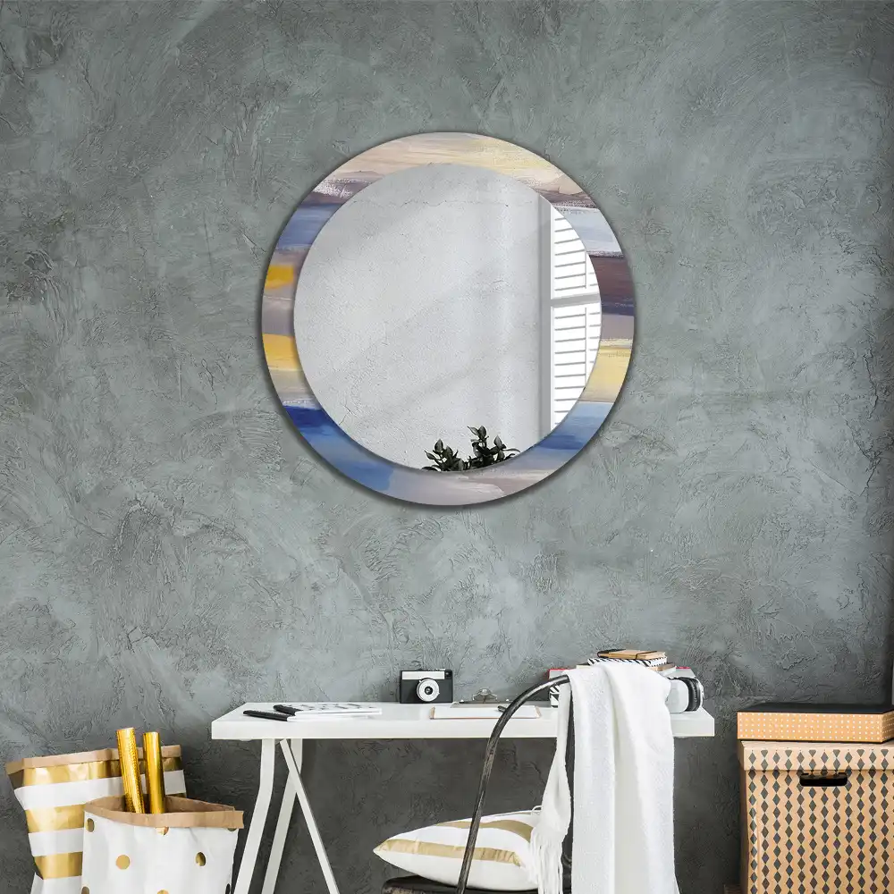 Round printed mirror Abstract painting