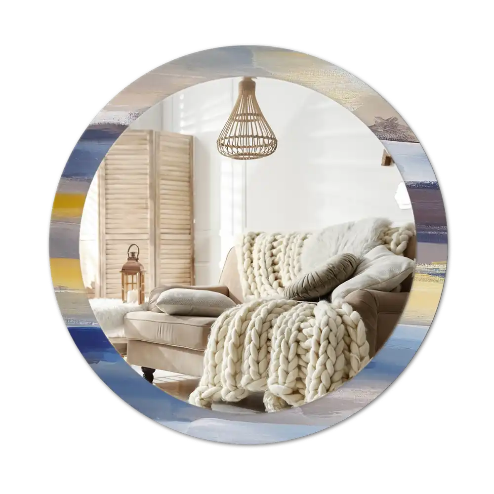 Round printed mirror Abstract painting