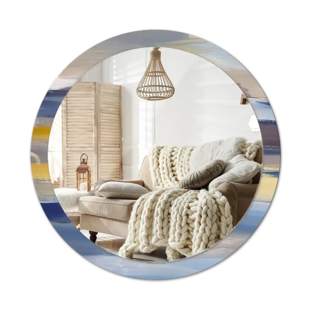Round printed mirror Abstract painting