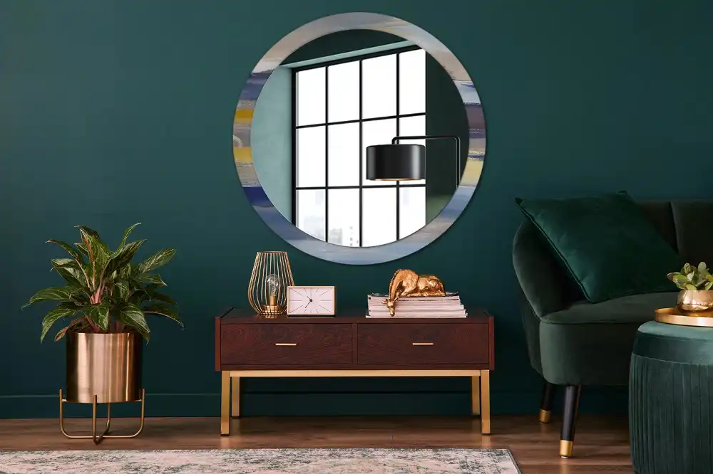 Round printed mirror Abstract painting