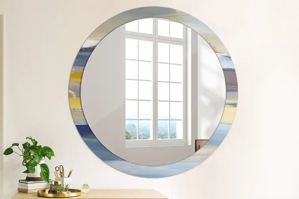 Round printed mirror Abstract painting