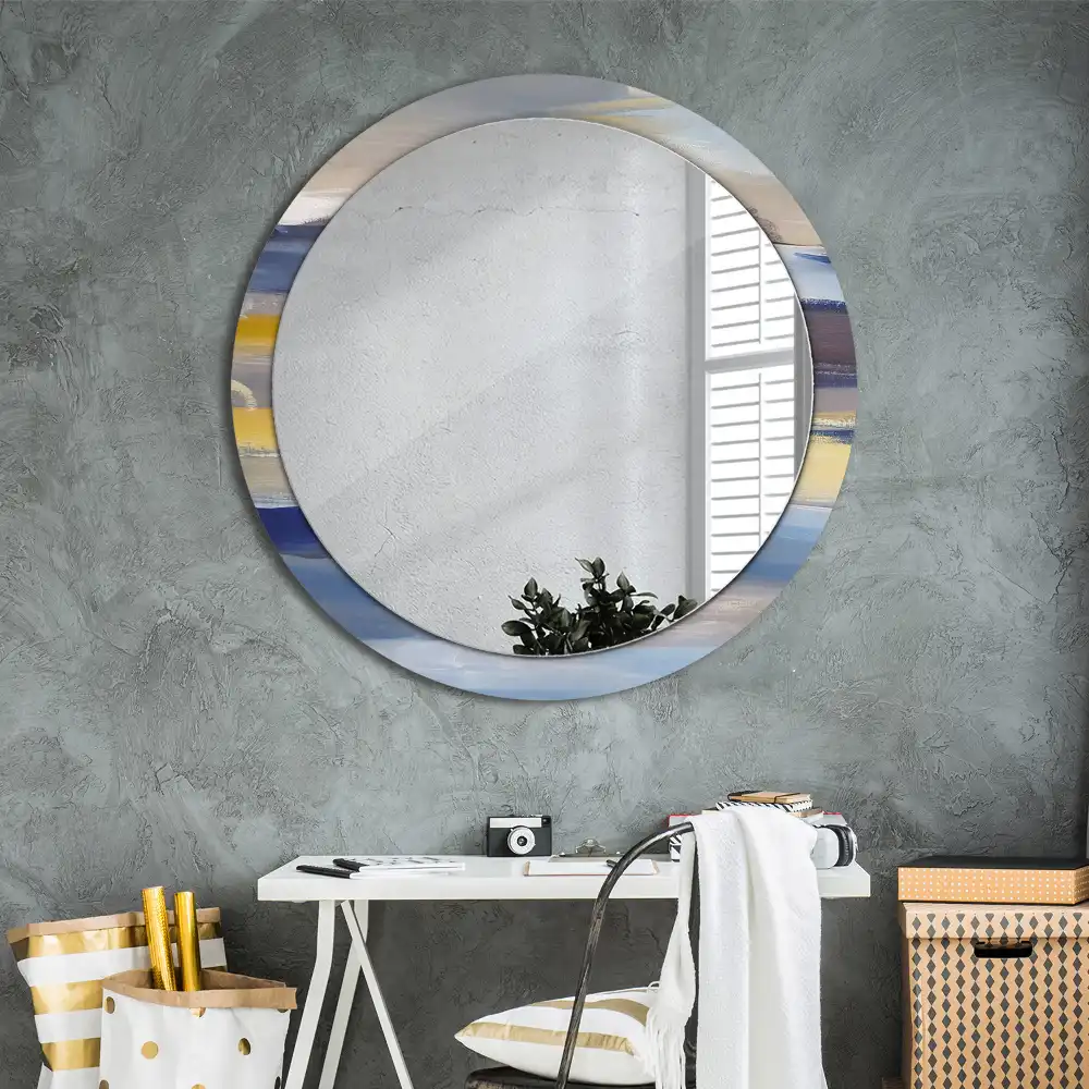 Round printed mirror Abstract painting