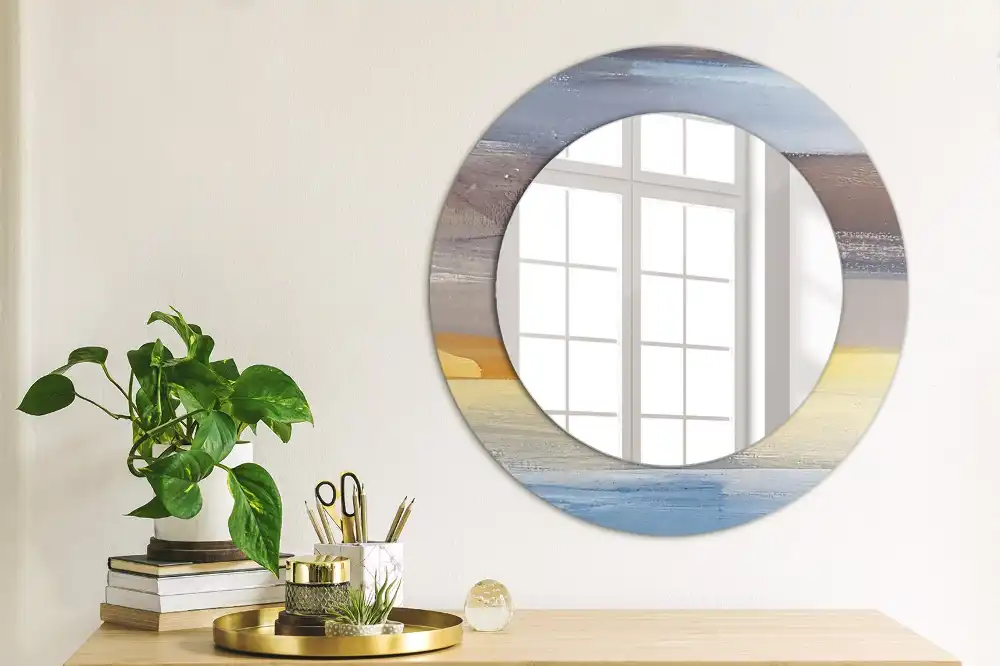 Round printed mirror Abstract painting