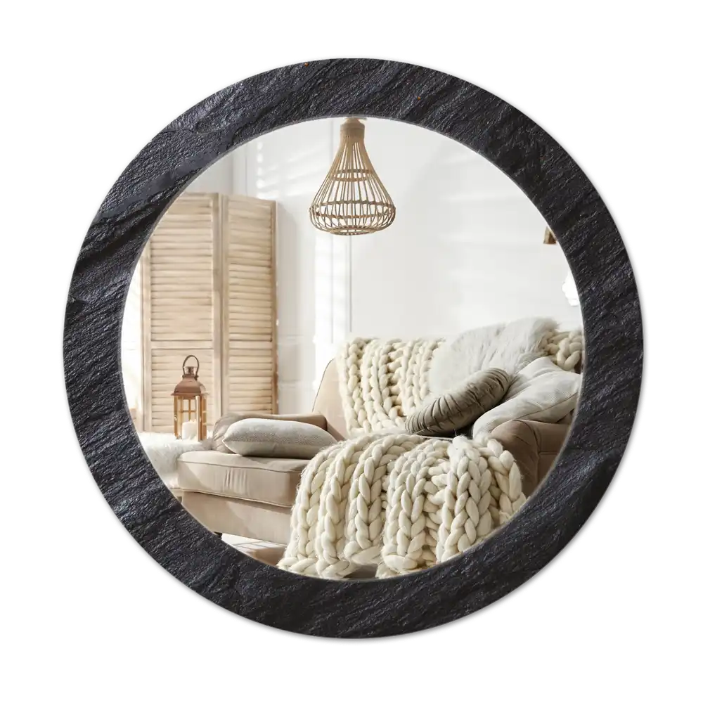 Round wall mirror decor Black stone