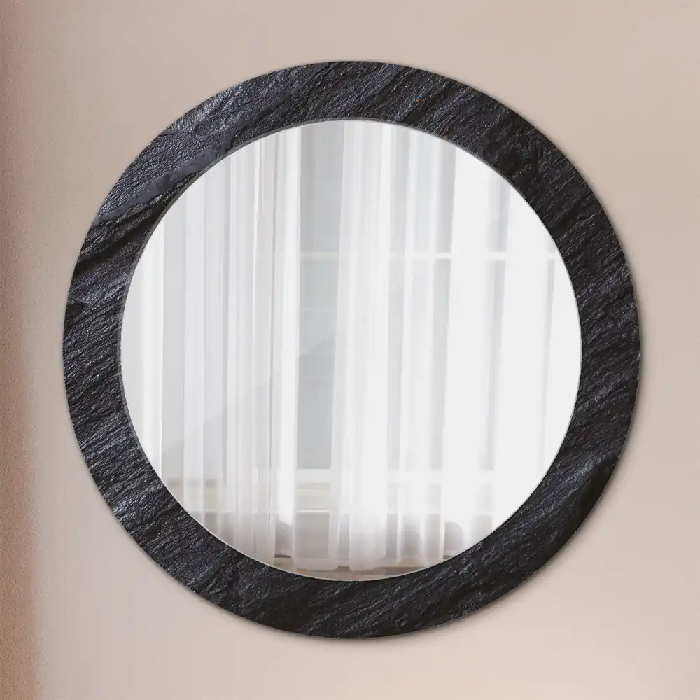 Round wall mirror decor Black stone