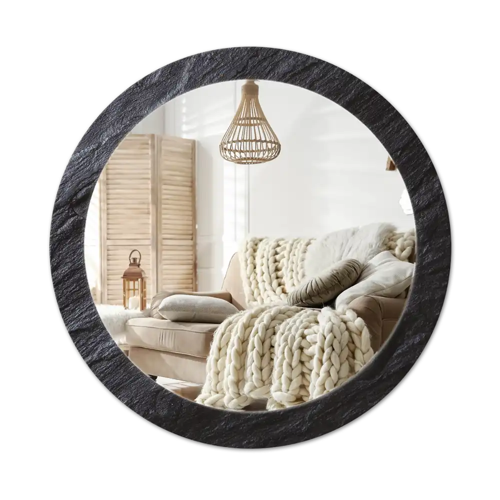 Round wall mirror decor Black stone