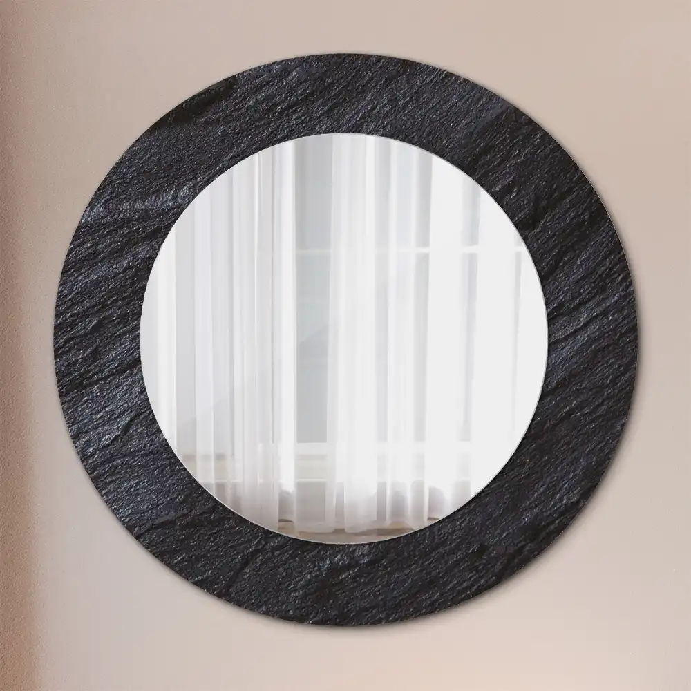 Round wall mirror decor Black stone