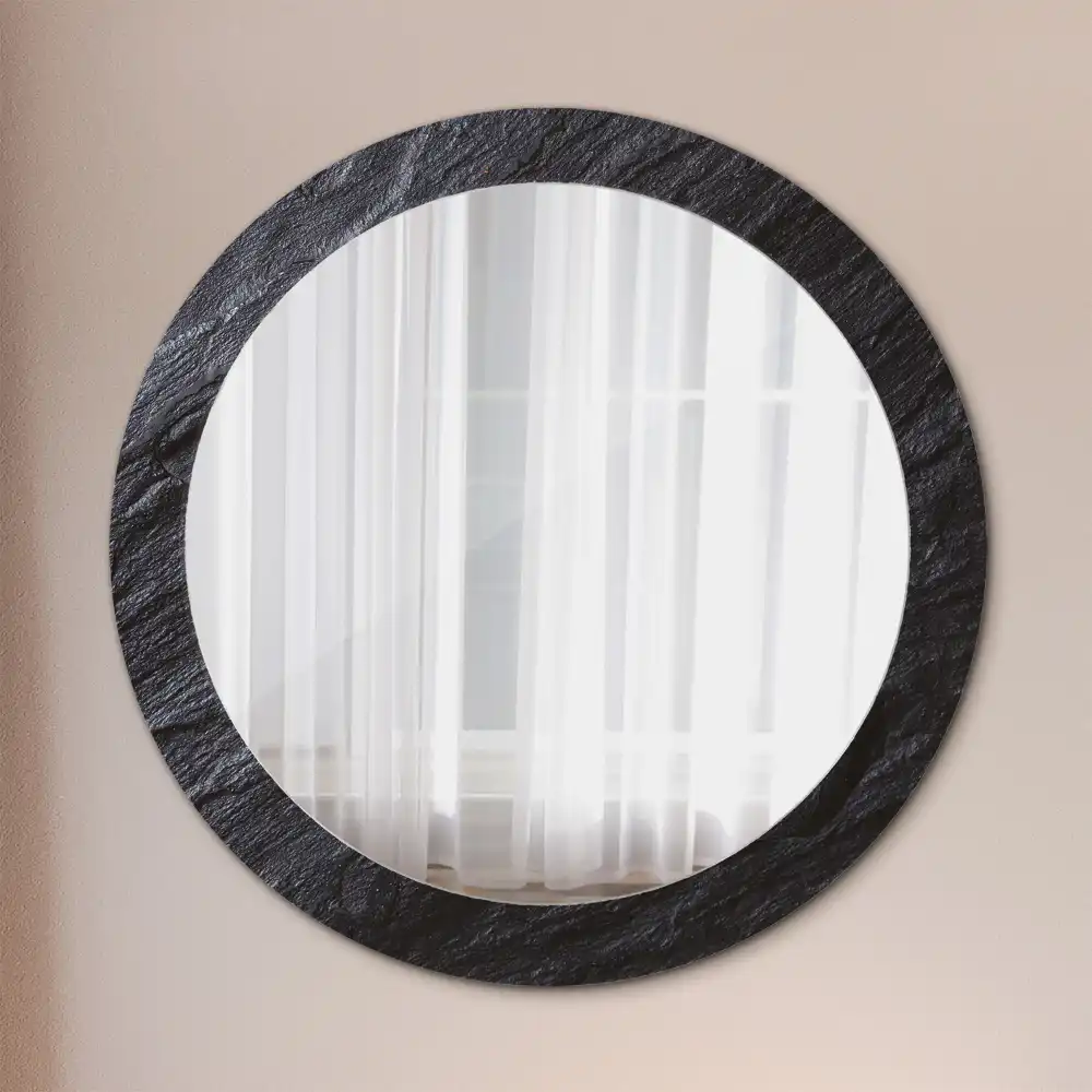 Round wall mirror decor Black stone
