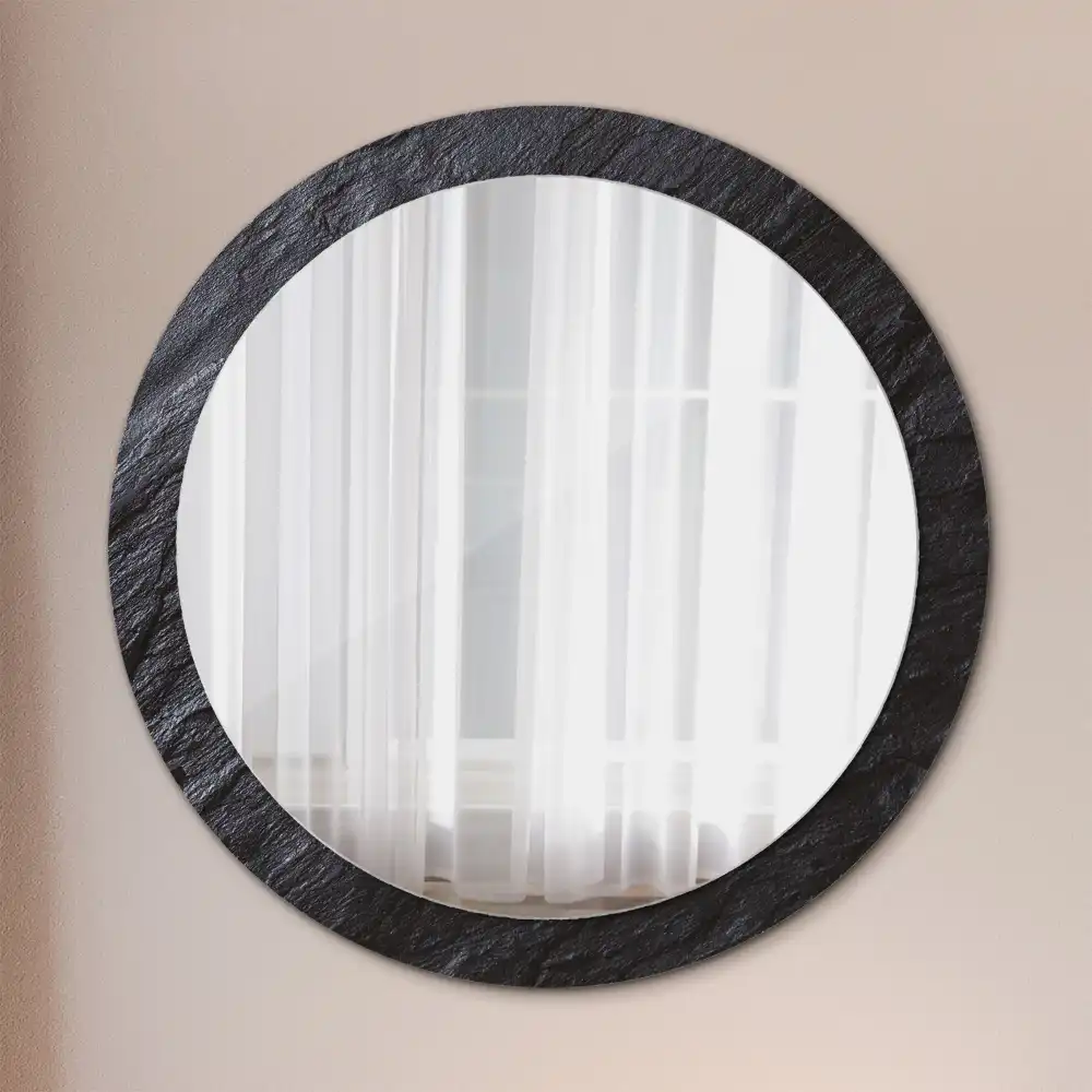 Round wall mirror decor Black stone