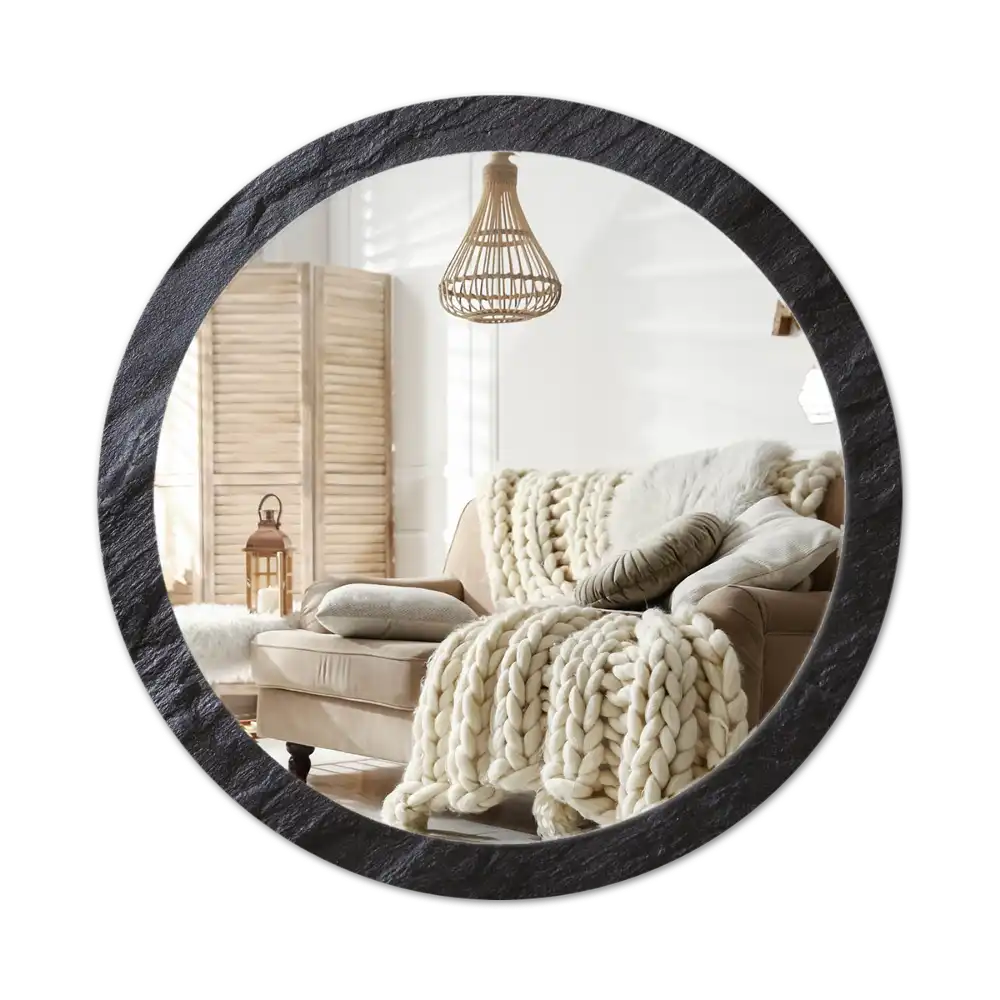 Round wall mirror decor Black stone