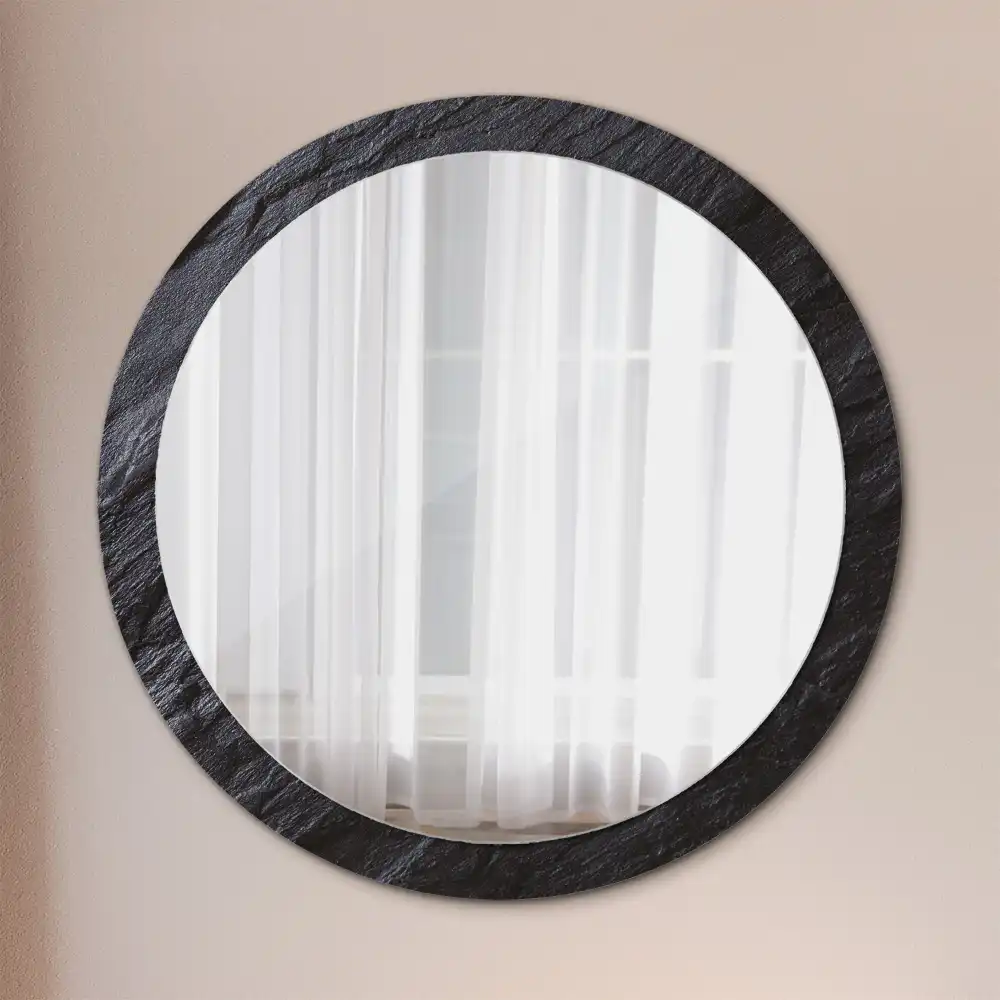 Round wall mirror decor Black stone