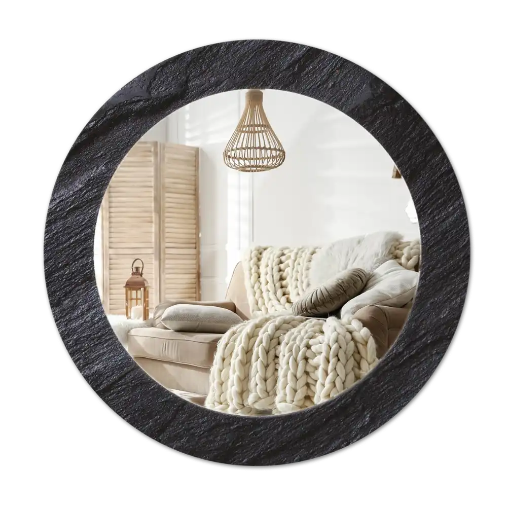 Round wall mirror decor Black stone