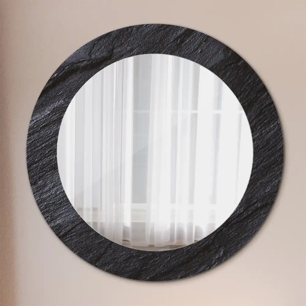 Round wall mirror decor Black stone