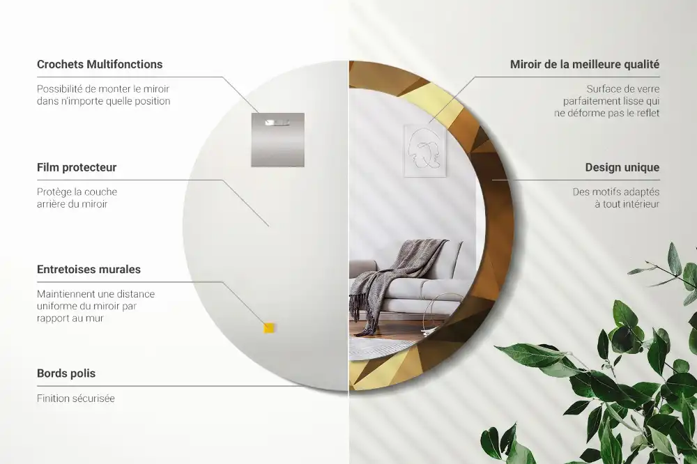 Round wall mirror decor Geometric pattern