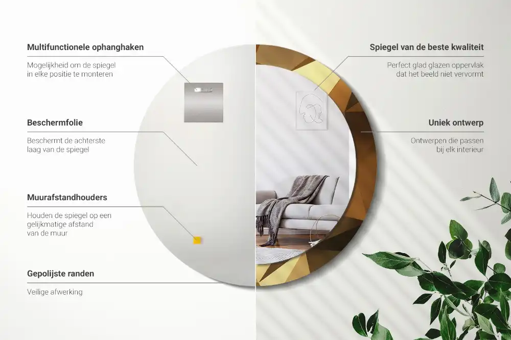 Round wall mirror decor Geometric pattern