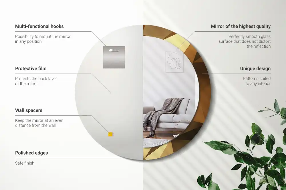 Round wall mirror decor Geometric pattern