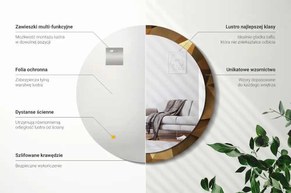 Round wall mirror decor Geometric pattern