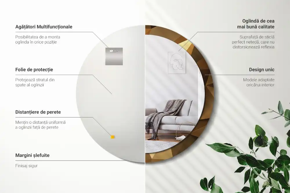 Round wall mirror decor Geometric pattern