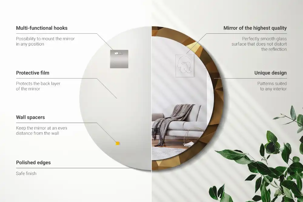 Round wall mirror decor Geometric pattern