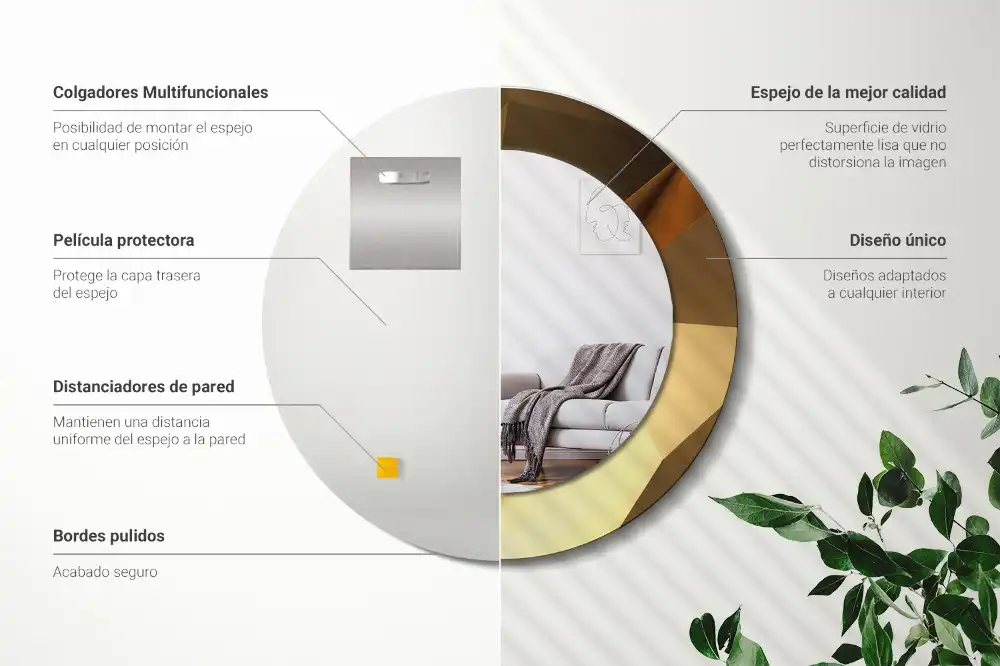 Round wall mirror decor Geometric pattern