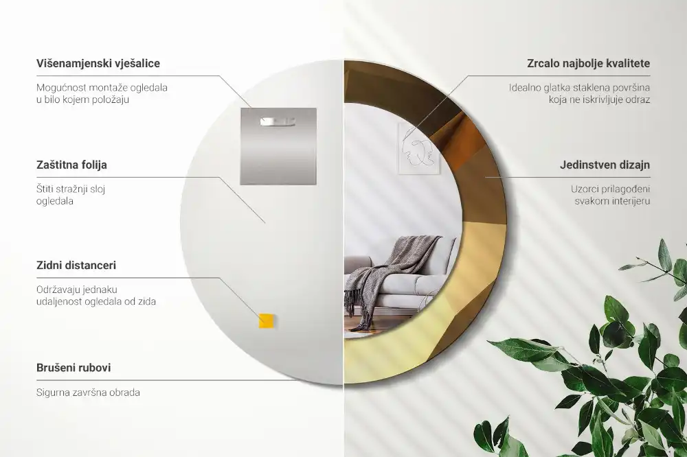 Round wall mirror decor Geometric pattern