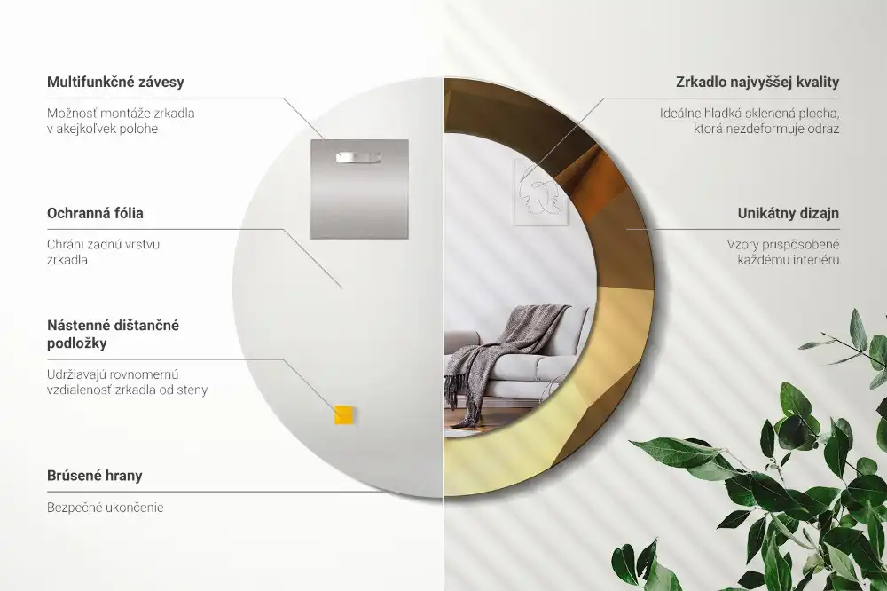 Round wall mirror decor Geometric pattern