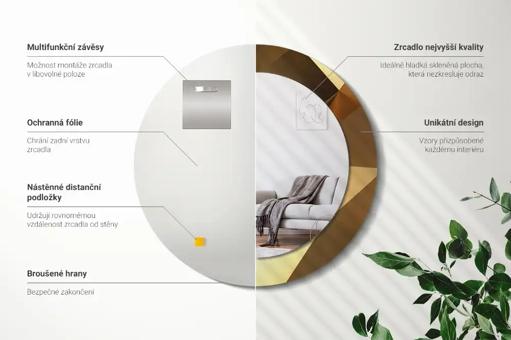 Round wall mirror decor Geometric pattern