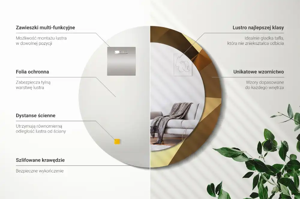 Round wall mirror decor Geometric pattern