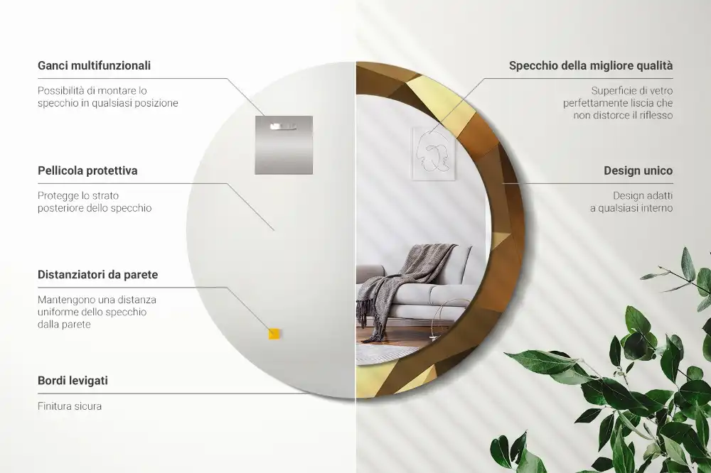 Round wall mirror decor Geometric pattern