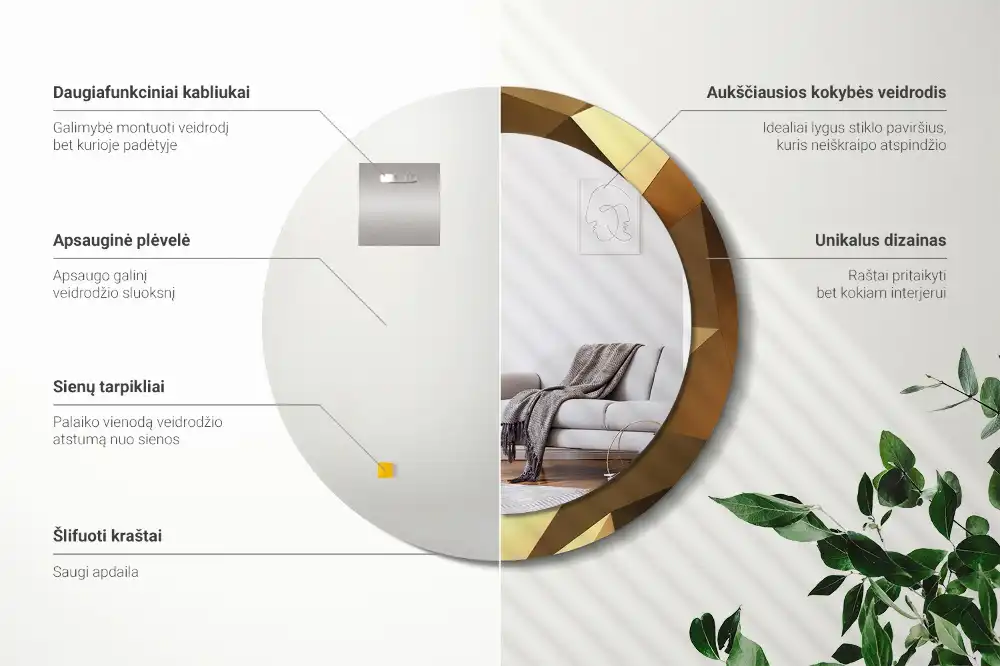 Round wall mirror decor Geometric pattern