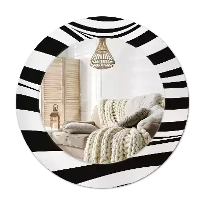 Round wall mirror decor Abstract wave