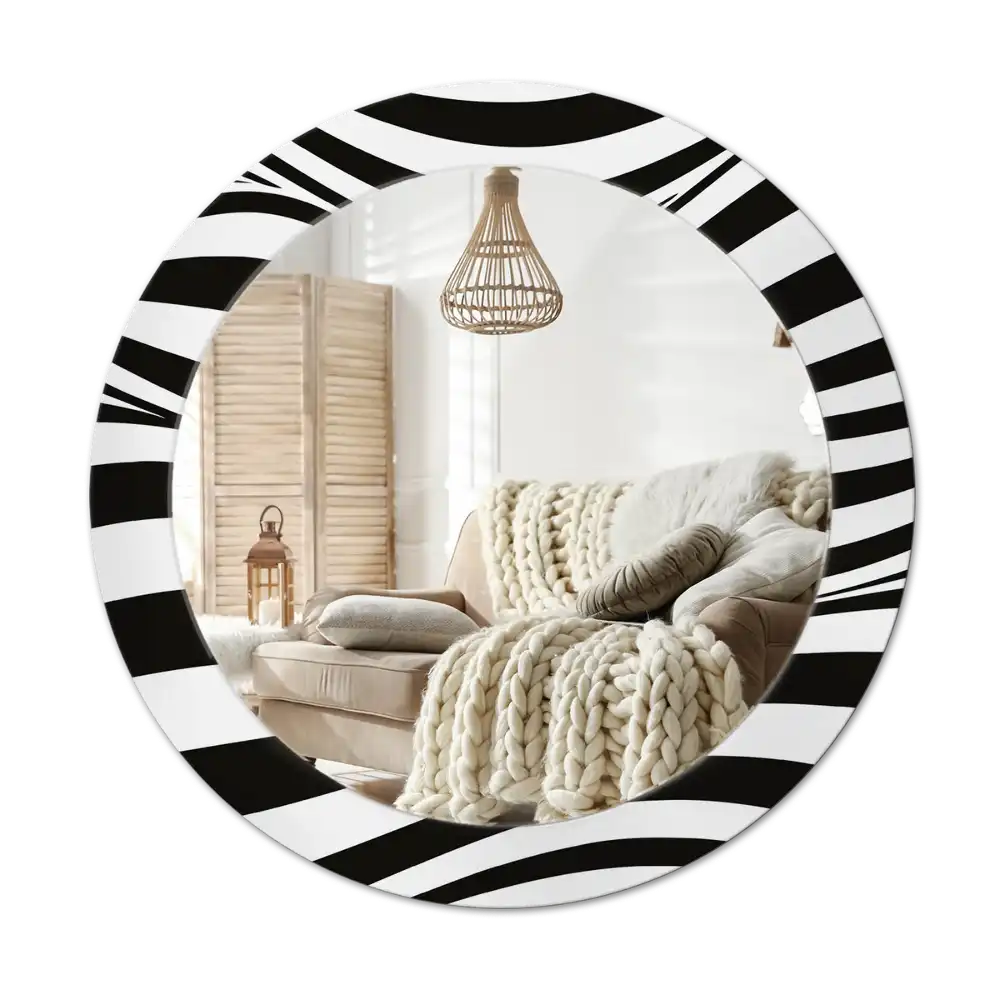 Round wall mirror decor Abstract wave