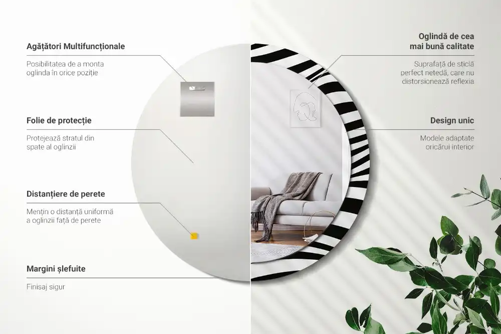 Round wall mirror decor Abstract wave