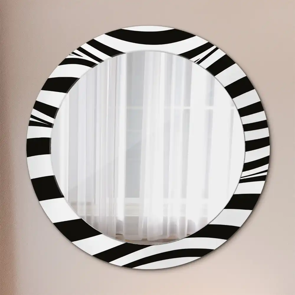 Round wall mirror decor Abstract wave
