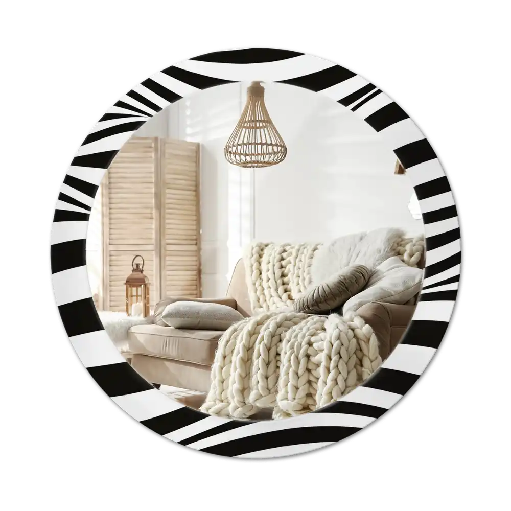 Round wall mirror decor Abstract wave