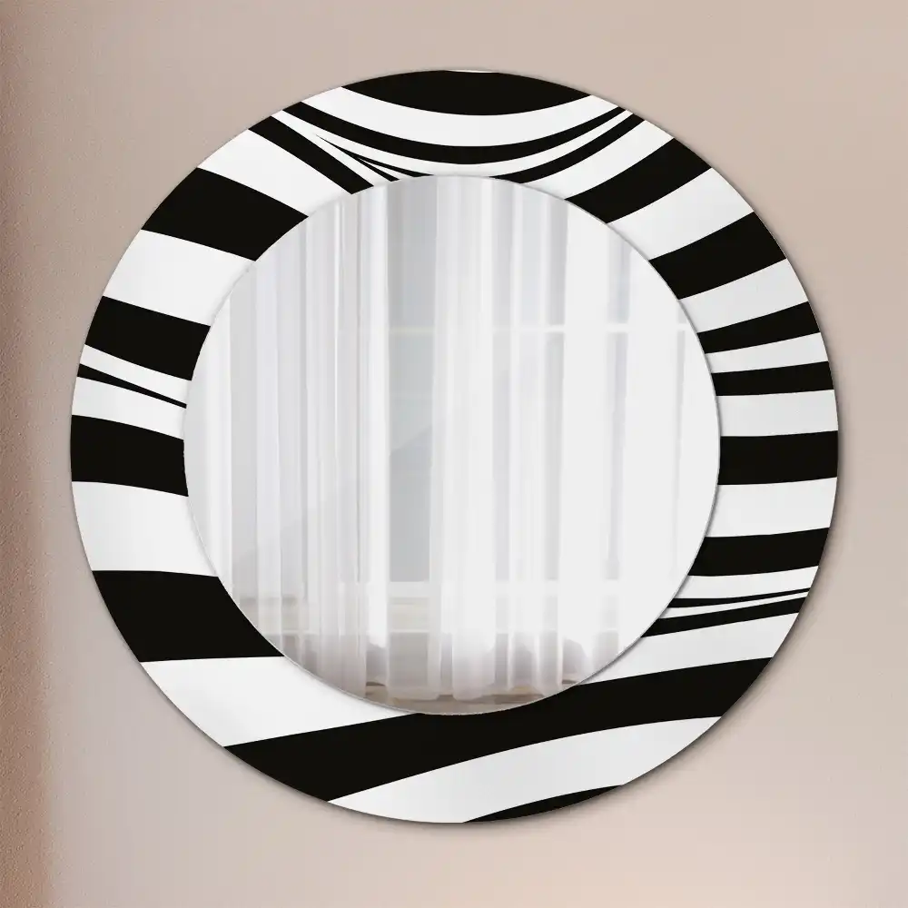 Round wall mirror decor Abstract wave