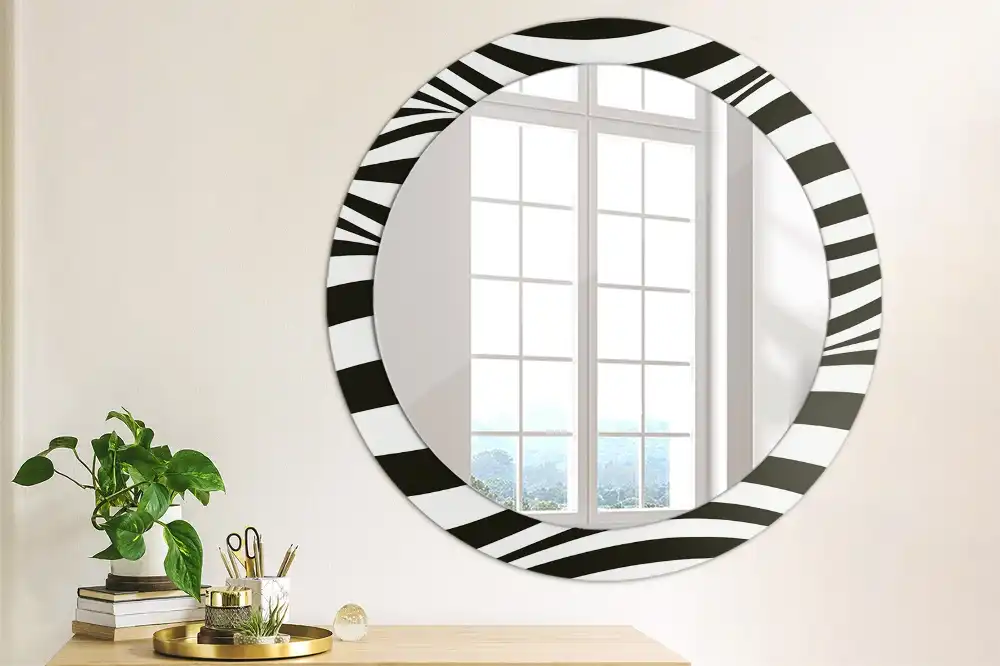 Round wall mirror decor Abstract wave