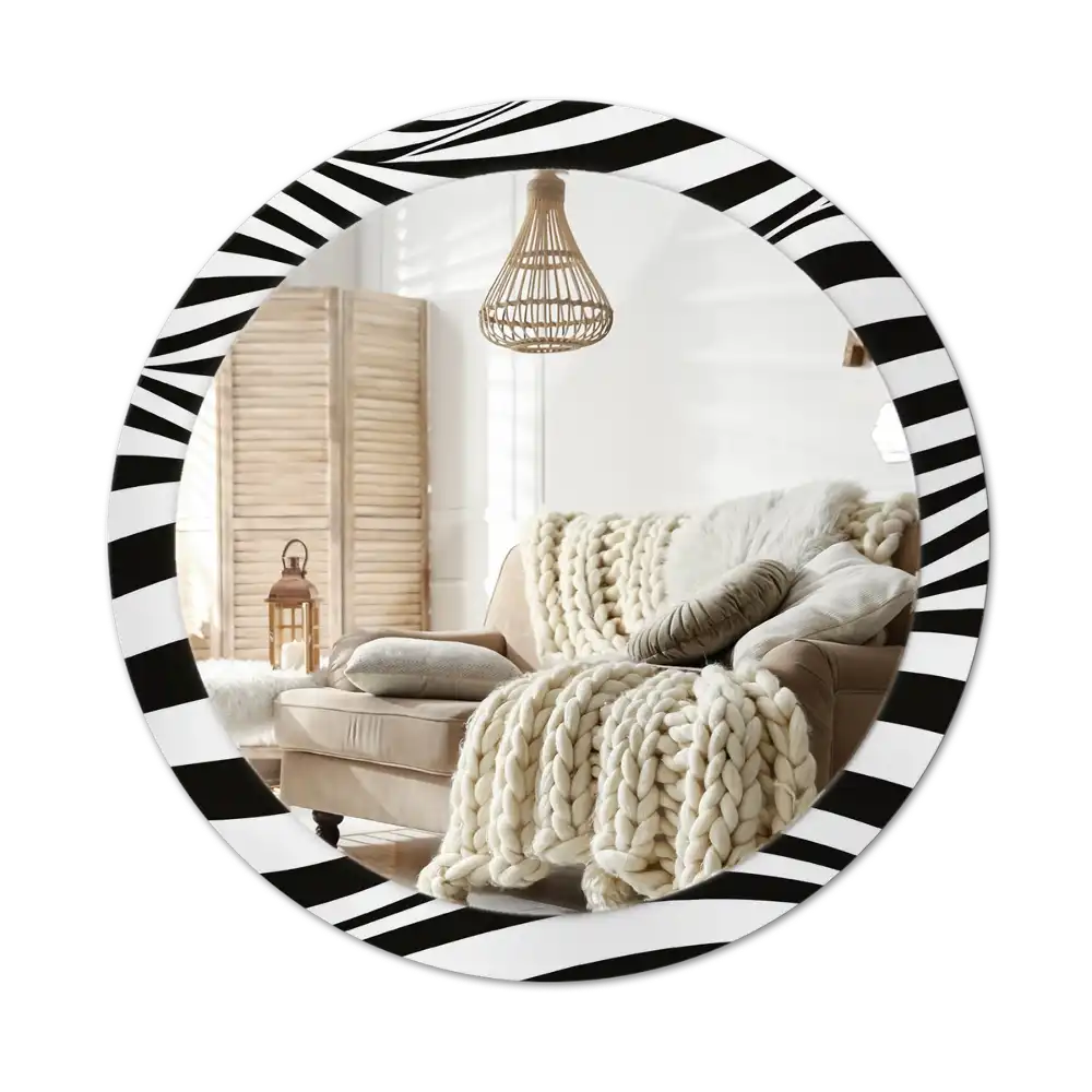 Round wall mirror decor Abstract wave