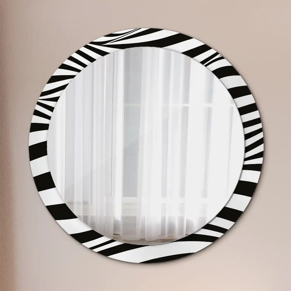 Round wall mirror decor Abstract wave