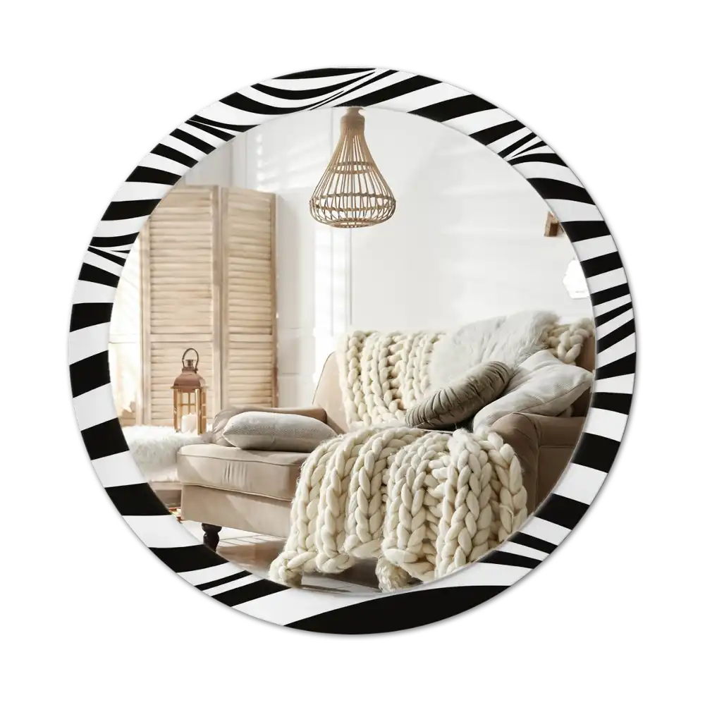 Round wall mirror decor Abstract wave
