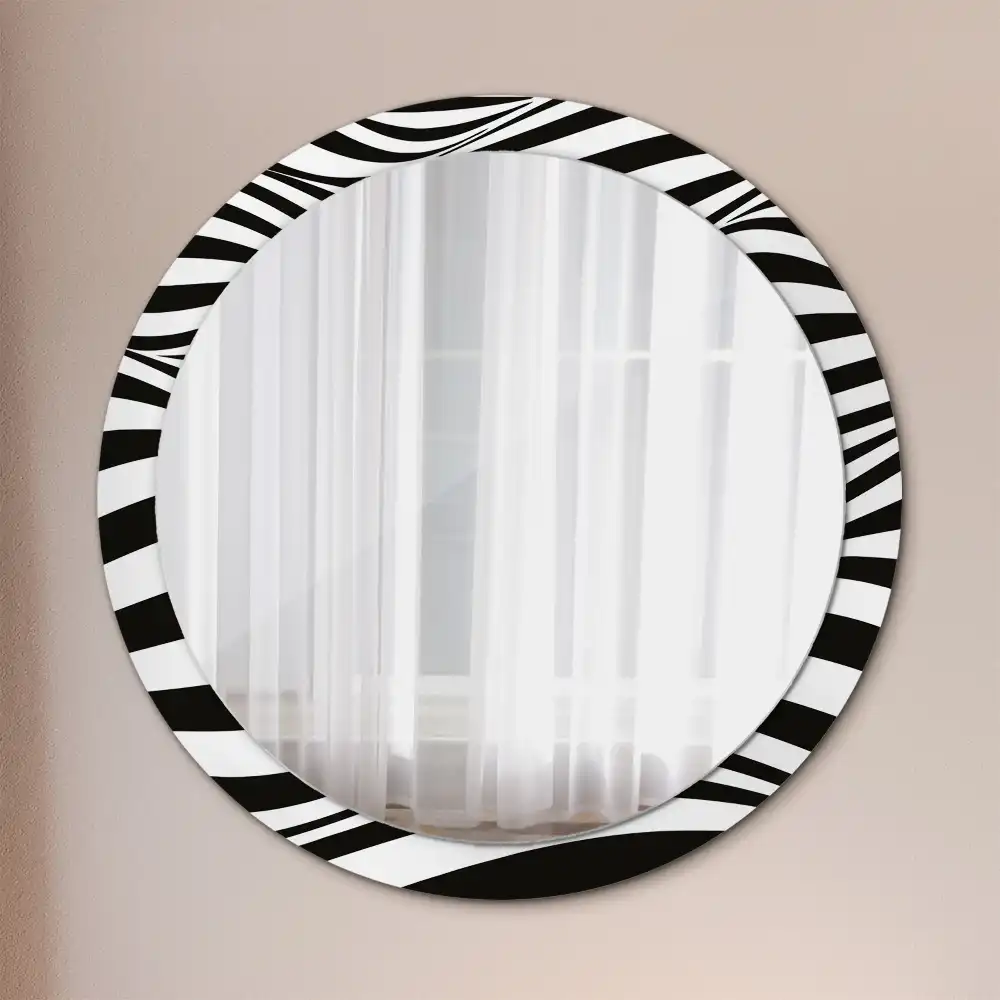 Round wall mirror decor Abstract wave